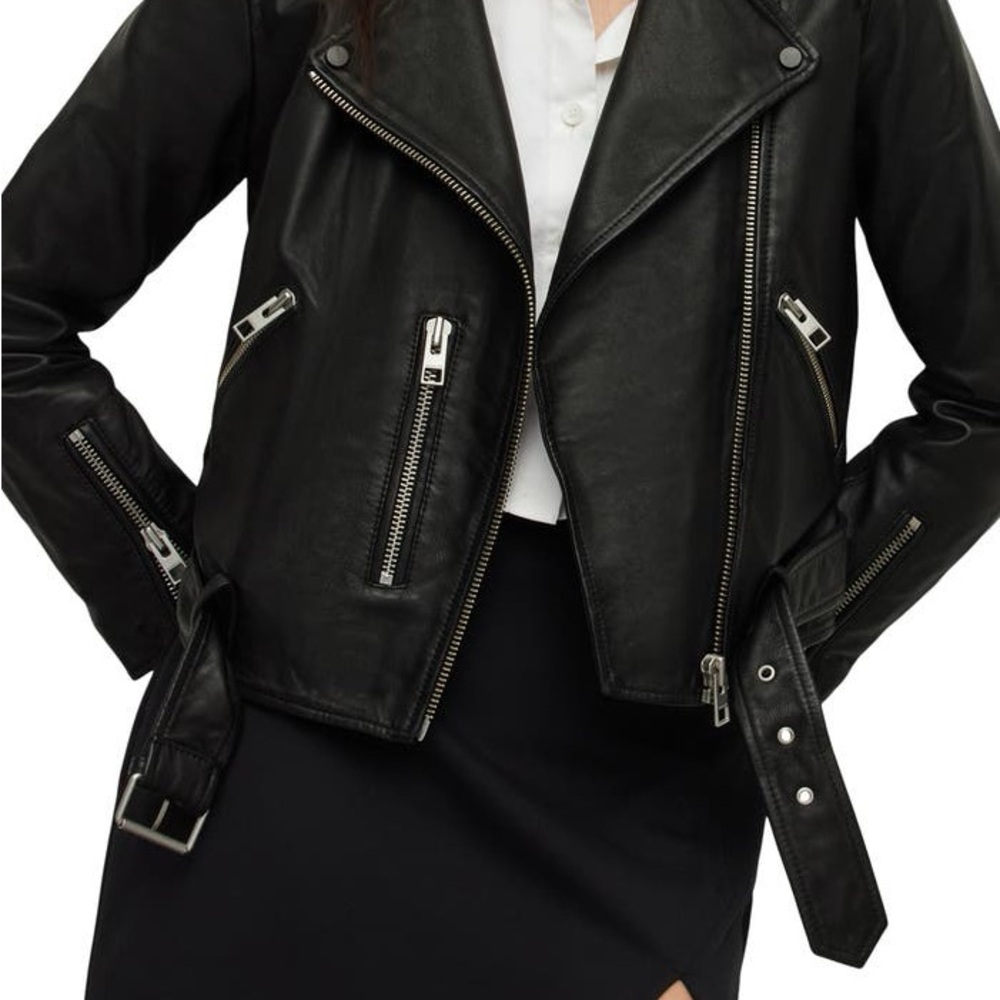 All Saints Black Leather Balfern Moto Jacket